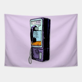 Sketchy old school retro payphone. Coin Operated Connections! Tapestry