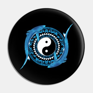 Yin and Yang Blue Sharks Pin