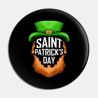 Red Beard And Green Hat Logo For St. Patricks Day Pin