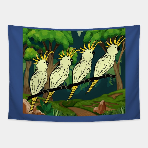 Colorful Cockatoo Bird Parrot Tapestry by flofin