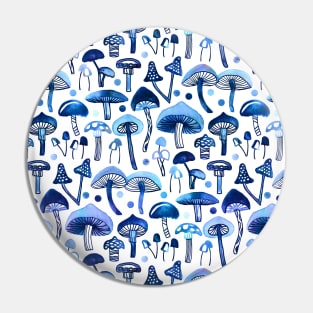 Blue Mushrooms Pin