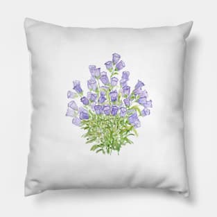 blue gentiana scabra flower watercolor Pillow