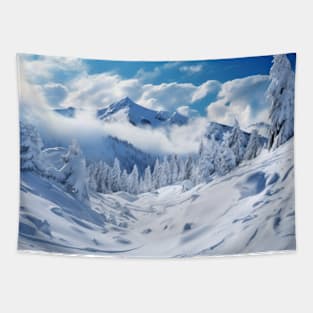 Winter Mountains Serene Landscape Tapestry