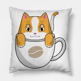 Cat with Coffee Cup Pillow