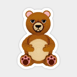 Sleepy Grizzly Bear Pixelart Magnet