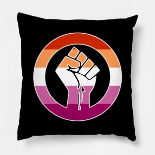 Black Lives Matter Fist Circled LGBTQ Flag Lesbian Pride Pillow