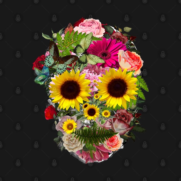 floral skull, cool skull, skull mask face by Collagedream