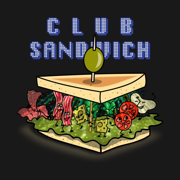 Club Sandwich Cute Funny Original Food Party Cartoon by Originals By Boggs