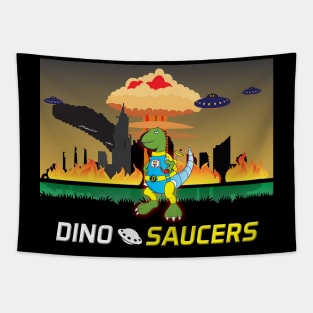 Dinosaur with Flying Saucers Tapestry