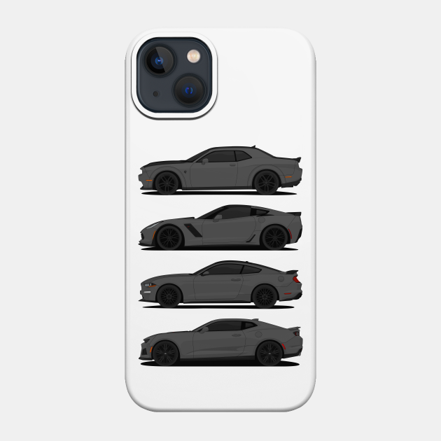 AMERICAN MUSCLE DARK-GREY - Muscle Car Z06 Hellcat Mustang Camaro - Phone Case