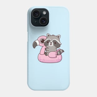 Cute Raccoon On Pink Flamingo Pool Float Phone Case