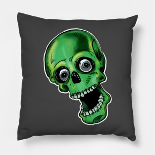 Green zombie halloween party skull Pillow