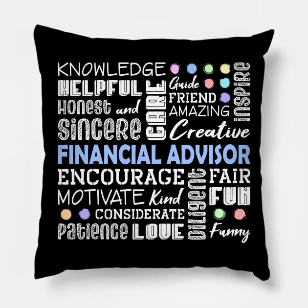 Financial Advisor Love Words Pillow by White Martian
