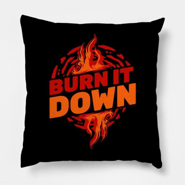 Seth Rollins Burn It Down Seth Freakin Rollins Wrestling Merch Pillow by Wrestling Supreme