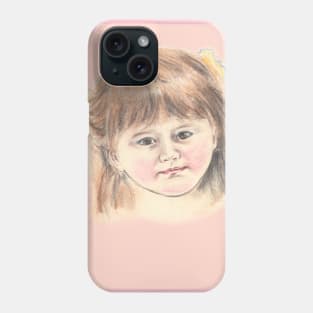 Lovely Little Girl - Colour Pencil Portrait Drawing Phone Case