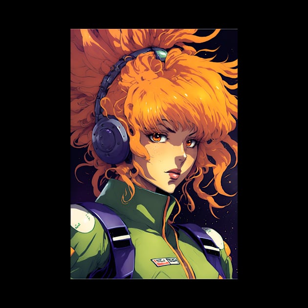 Anime Girl Space Ranger with Orange Hair by Bubblebug