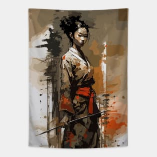 Samurai girl with katana Tapestry