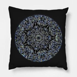 Black Blue Cosmic Flower Pillow