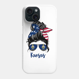 Kansas girl Messy bun , American Girl , Kansas Flag Phone Case