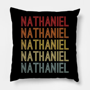 Nathaniel Name Vintage Retro Pattern Pillow