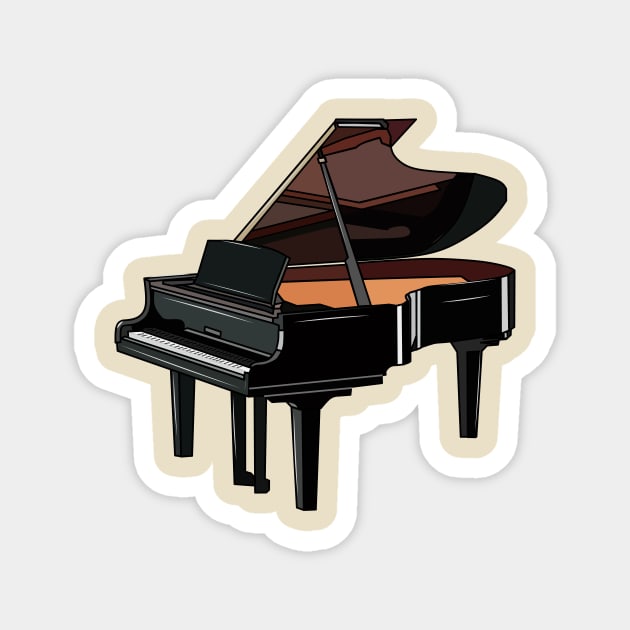 Piano cartoon illustration Magnet by Miss Cartoon