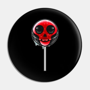 Red Skull Lollipop Trick Or Treat Halloween Pin