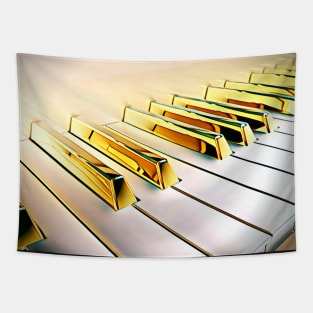 Gold Piano Keys Tapestry