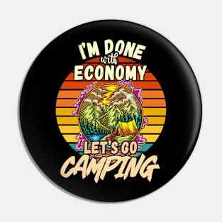 ECONOMY AND CAMPING DESIGN VINTAGE CLASSIC RETRO COLORFUL PERFECT FOR  ECONOMIST AND CAMPERS Pin