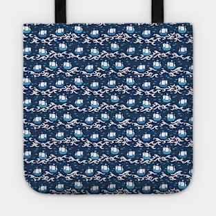 Blue Ship Voyage in the Sea Pattern II Tote