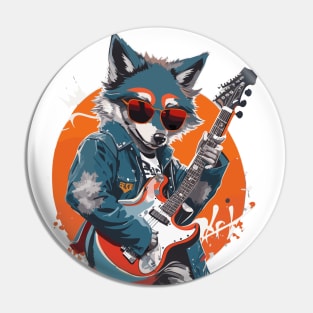 Wolf Play Guitar Pin