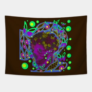 the dead and the butterfly in dark, ecopop mandala Tapestry