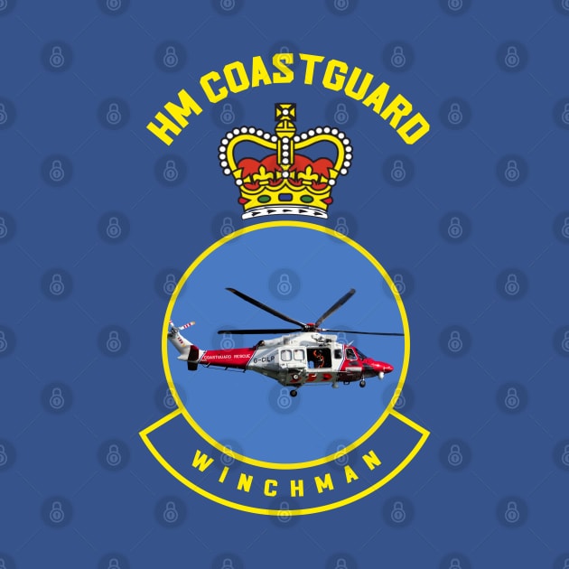 Winchman - HM Coastguard rescue AugustaWestland AW189 helicopter based on coastguard insignia by AJ techDesigns