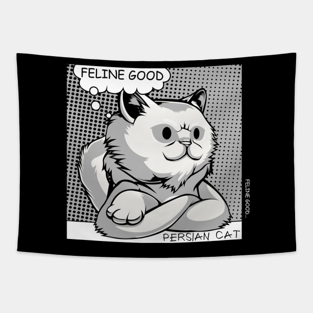 Persian Cat - Feline Good - Funny Cat Puns Cute Kitty Tapestry by Lumio Gifts