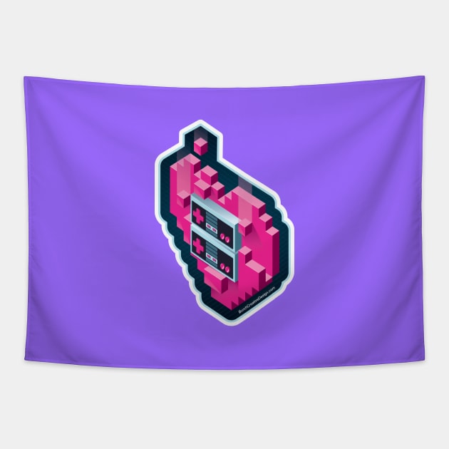 8-Bit Retro Gamer Heart Tapestry by BurchCreativeDesign