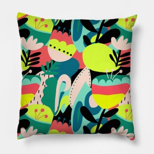 Bright Flower Collage Pillow