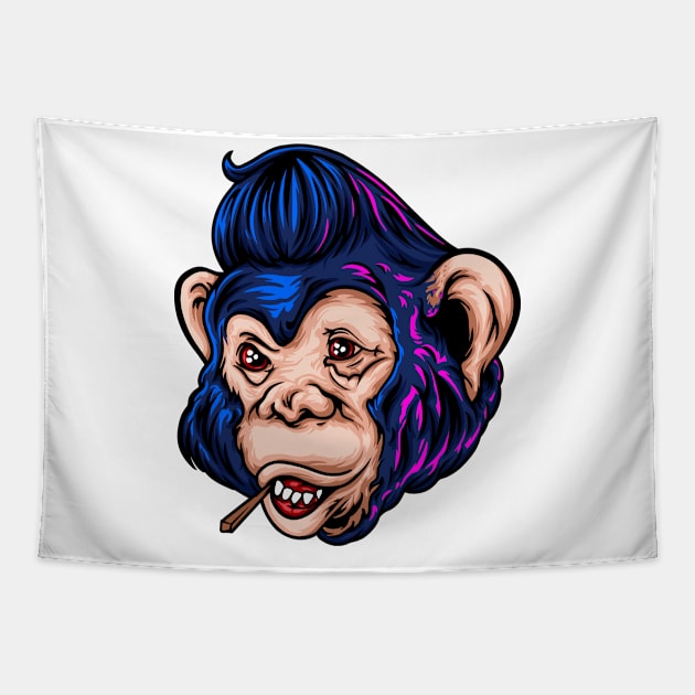 Monkey blue face Tapestry by Mako Design 