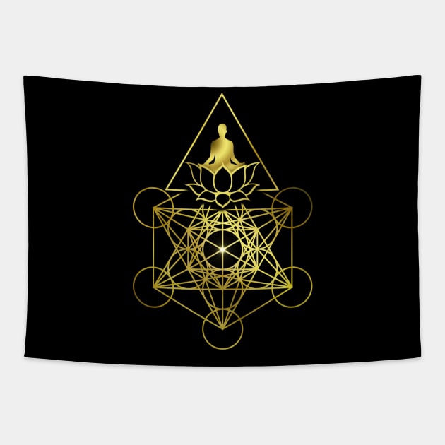 Metatron's Cube Meditation Sacred Geometry Tapestry by Bluepress