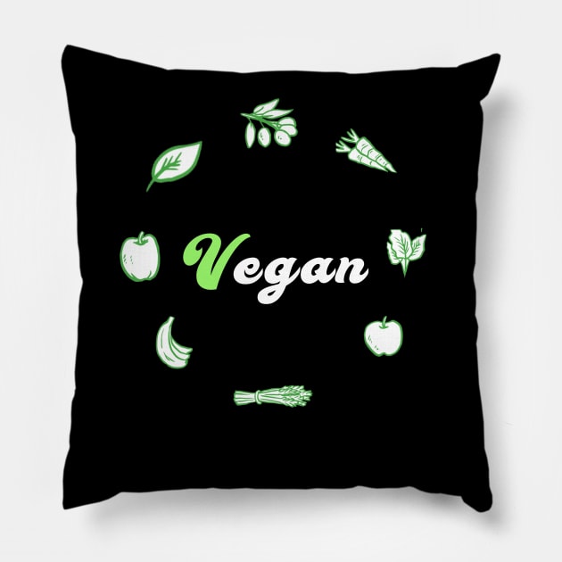 Vegan design with vegetables and fruits Pillow by qrotero