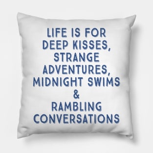 Life Is For Deep Kisses, Classic Navy Blue 1 Palette Pillow