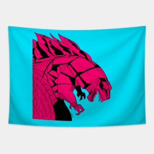 pink mecha godzilla ecopop art in cyborg kaiju Tapestry