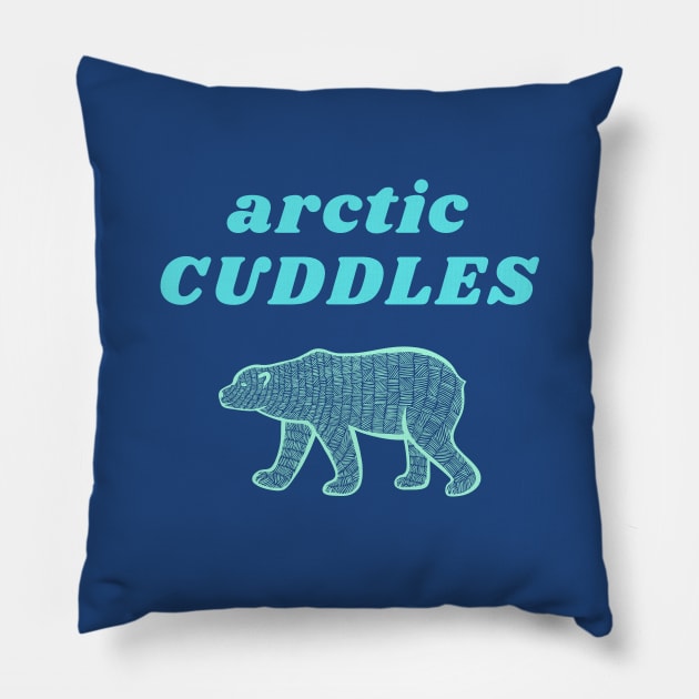 Arctic Cuddles, Sweet Polar Bear Hug Design Pillow by Green Paladin