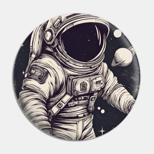 Floating Astronaut in Space Spacesuit Stars Planet Pin