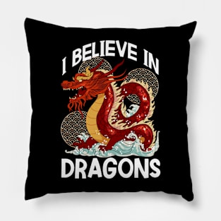 Chinese New Year of the Dragon 2024 I Believe in Dragons Pillow