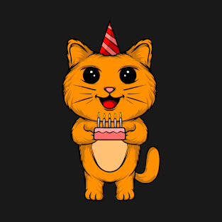 Purr-fect Party: Cat Celebrating a Birthday - Festive Tee for Cat Lovers T-Shirt