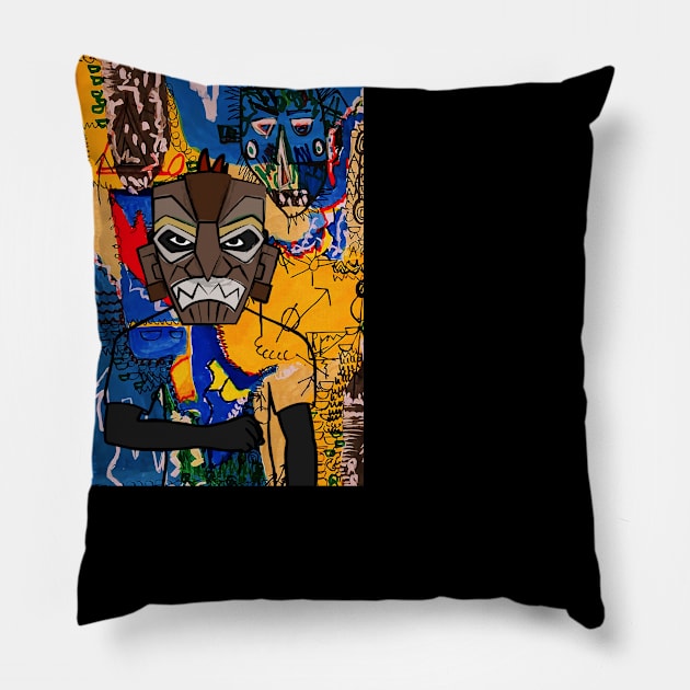 Unique MaleMask Digital Collectible with HawaiianEye Color and DarkSkin on TeePublic Pillow by Hashed Art