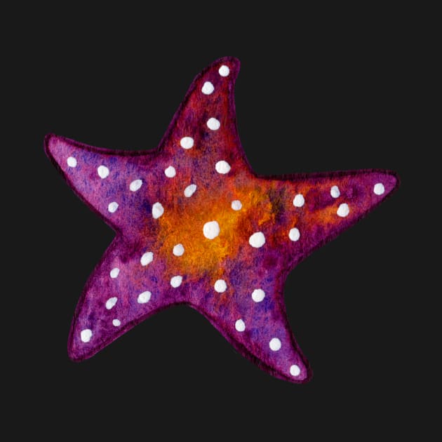 Purple and Orange Starfish Watercolor by dragonstarart