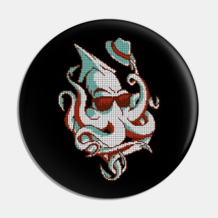 Pixel octopus - low-bit graphics - gift idea Pin