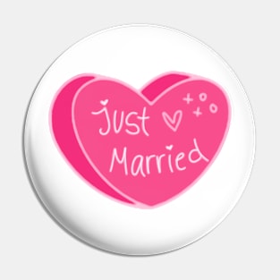 Just Married Pink Heart Pin