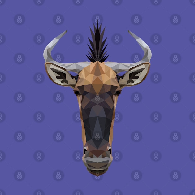 Wildebeest Low Poly Art by TheLowPolyArtist