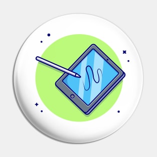 Tablet And Stylus Pencil Cartoon Vector Icon Illustration Pin